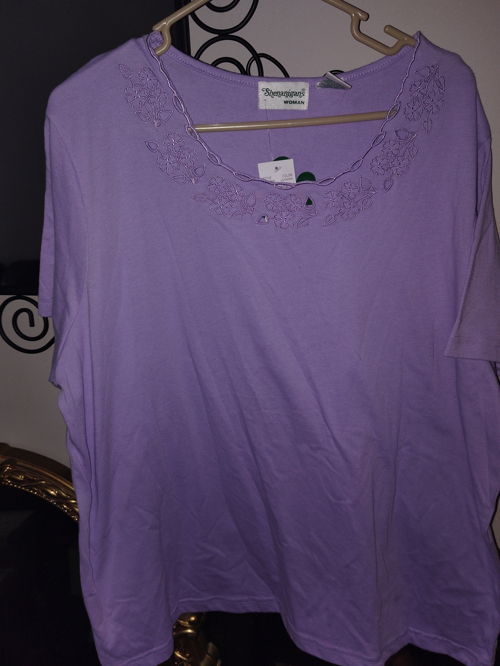 Y2K Great Northwest Scalloped Neck Embroidered Sequins Beads Purple Blouse Top